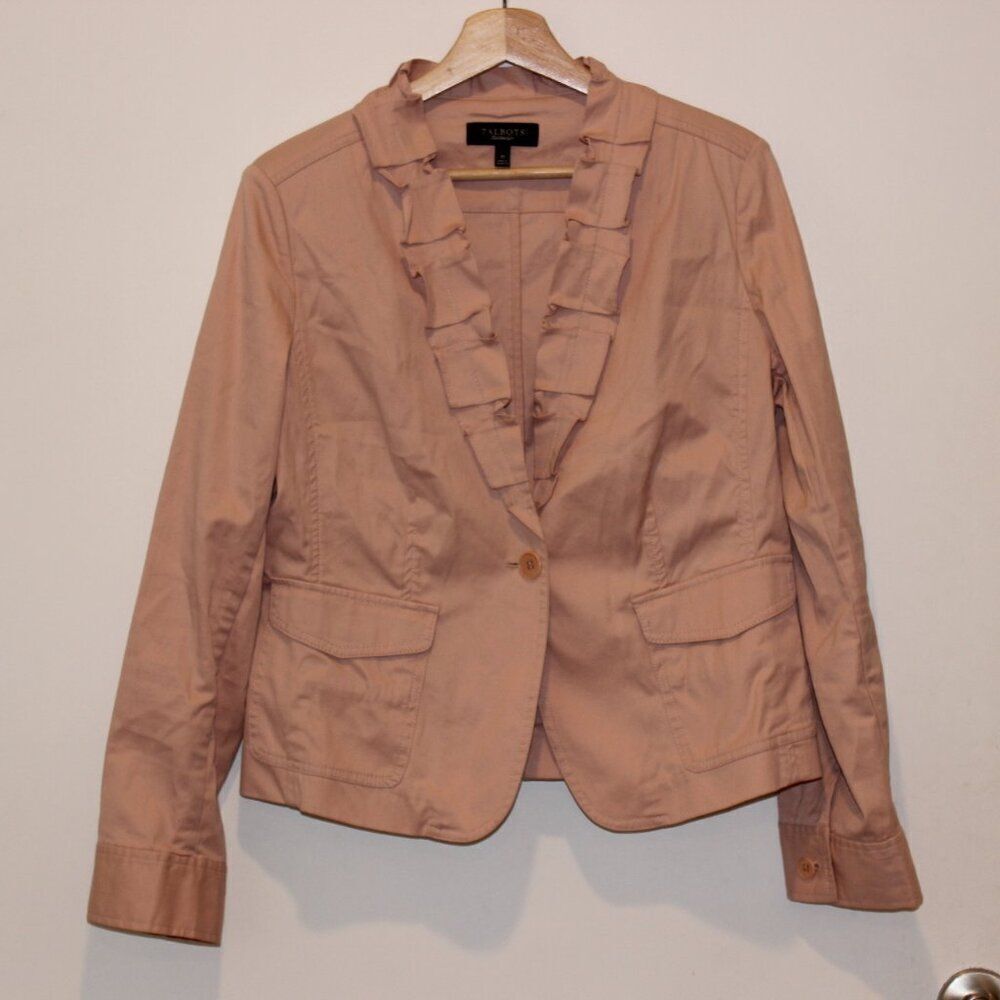 Talbots Rust Pink Ruffle Neck One Button Blazer W… - image 2